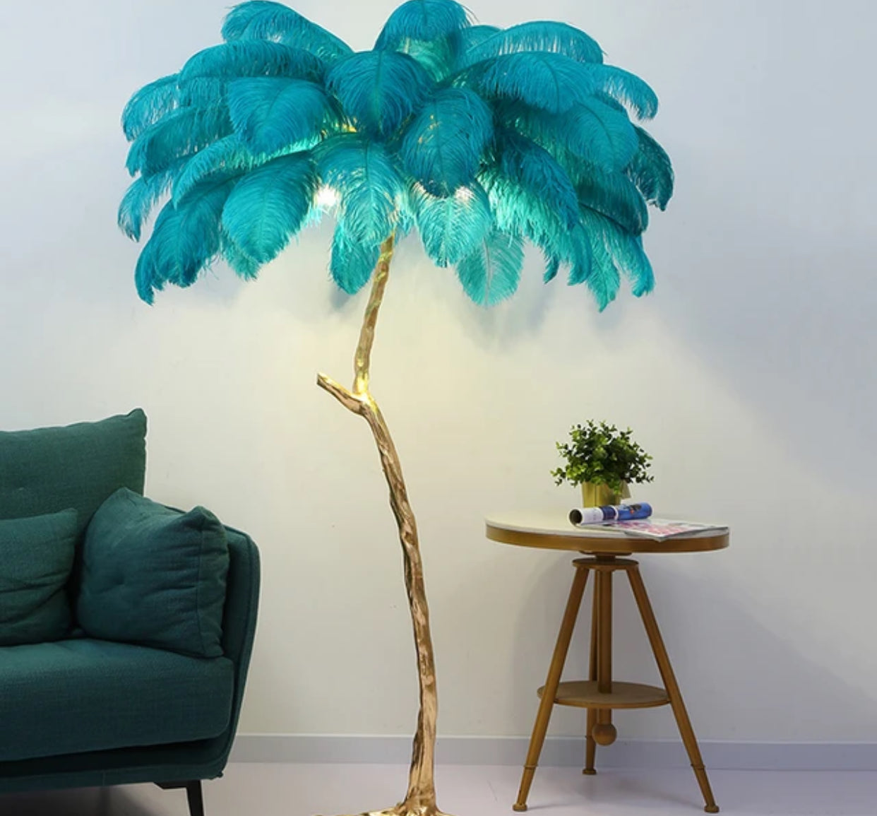 Bird feather lamps