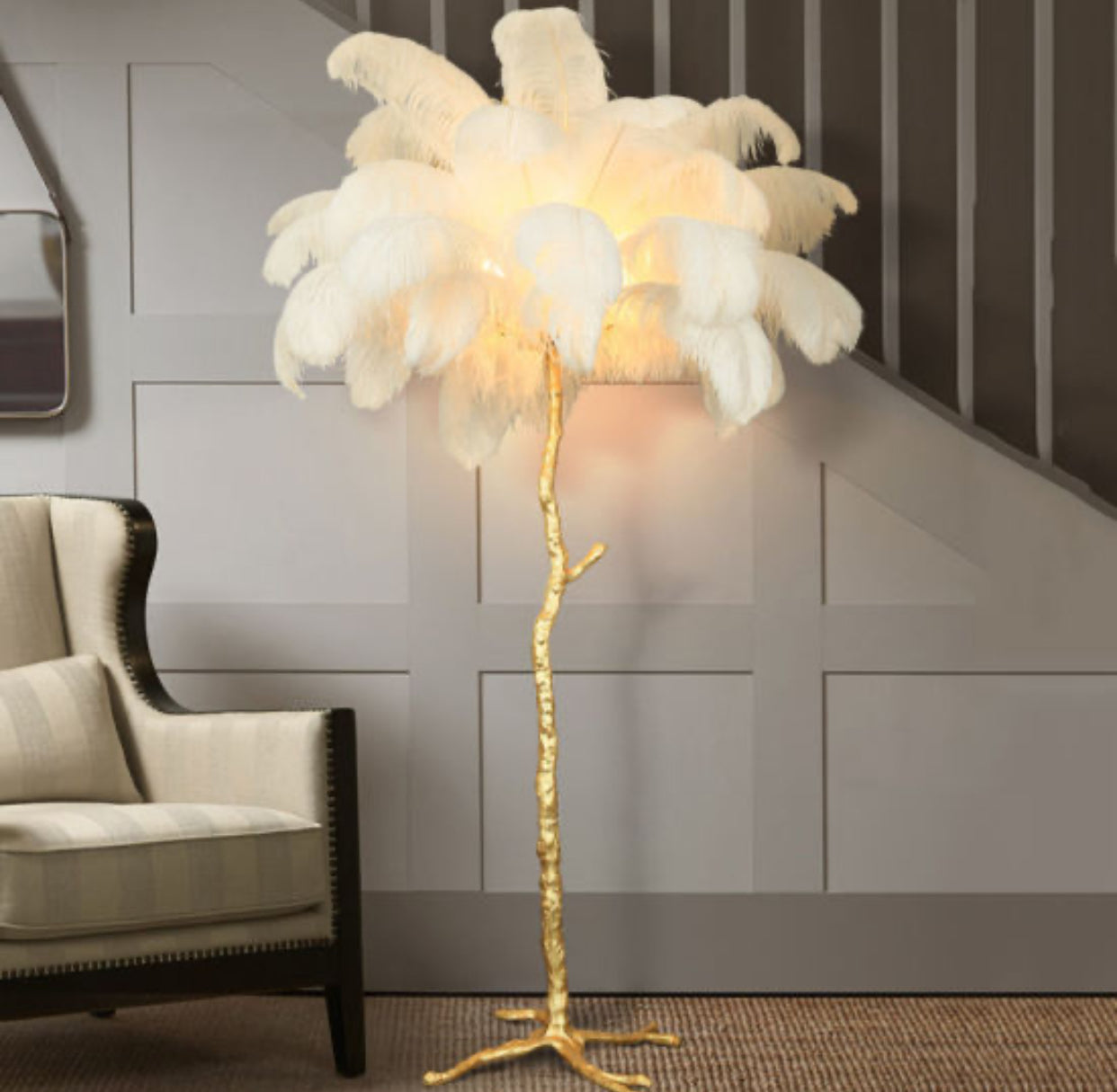 Bird feather lamps