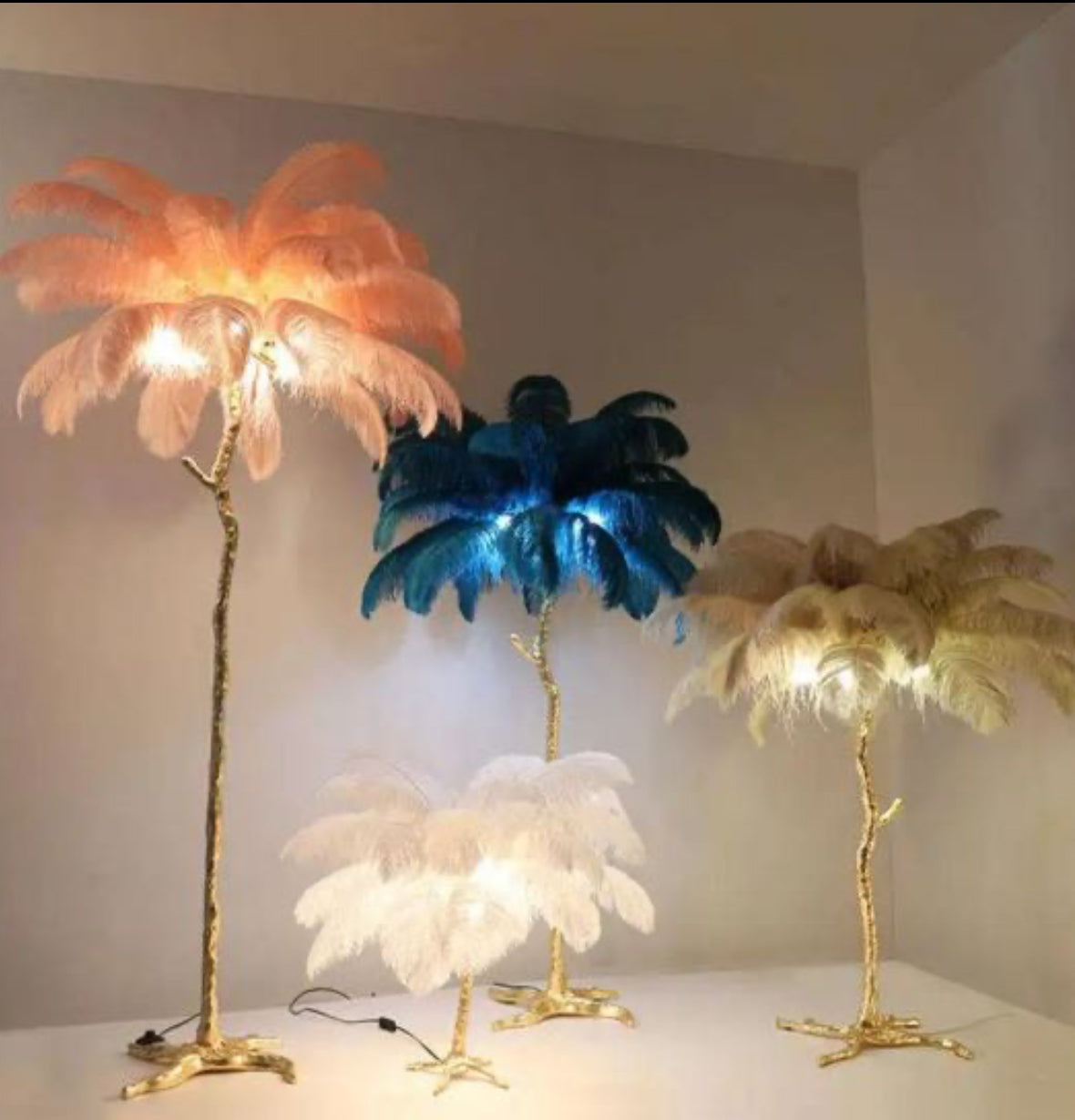 Bird feather lamps