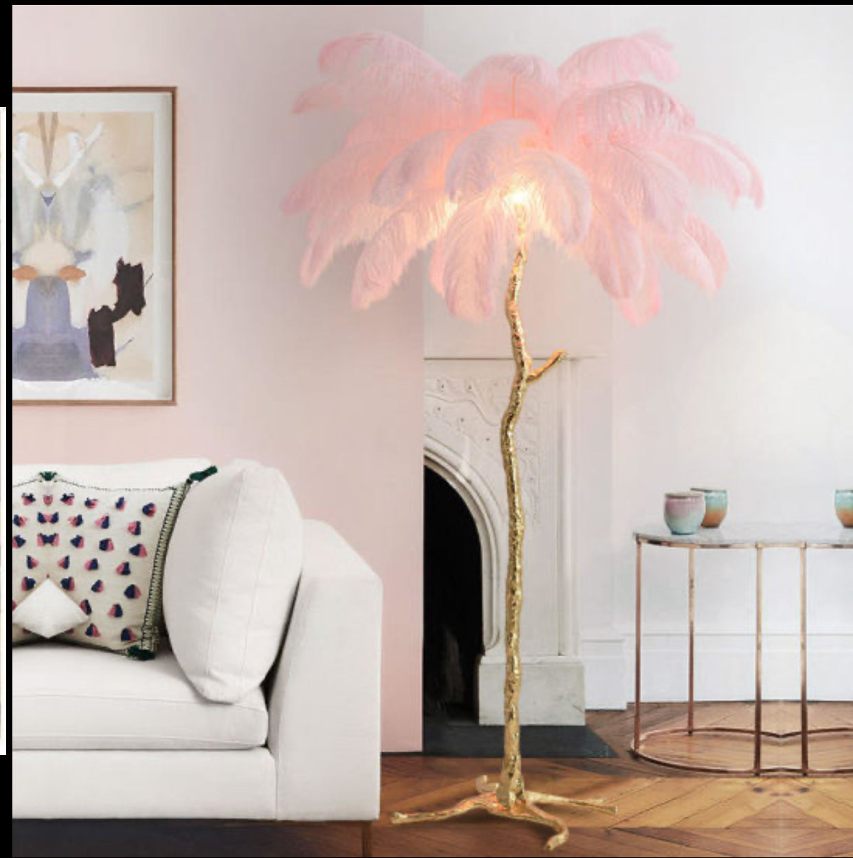 Bird feather lamps