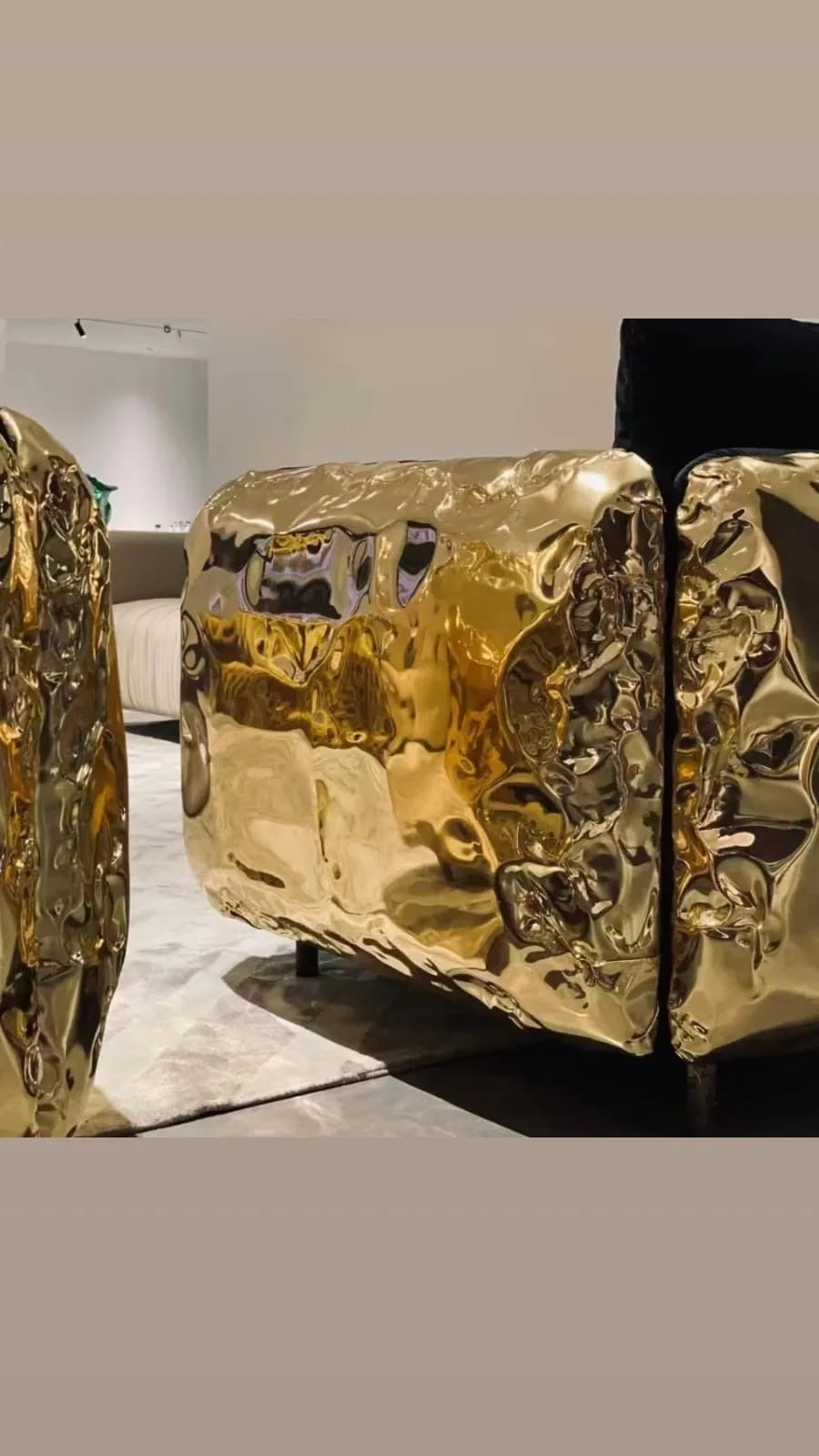 H.O.AK luxury leather upholstered manual hammered brass