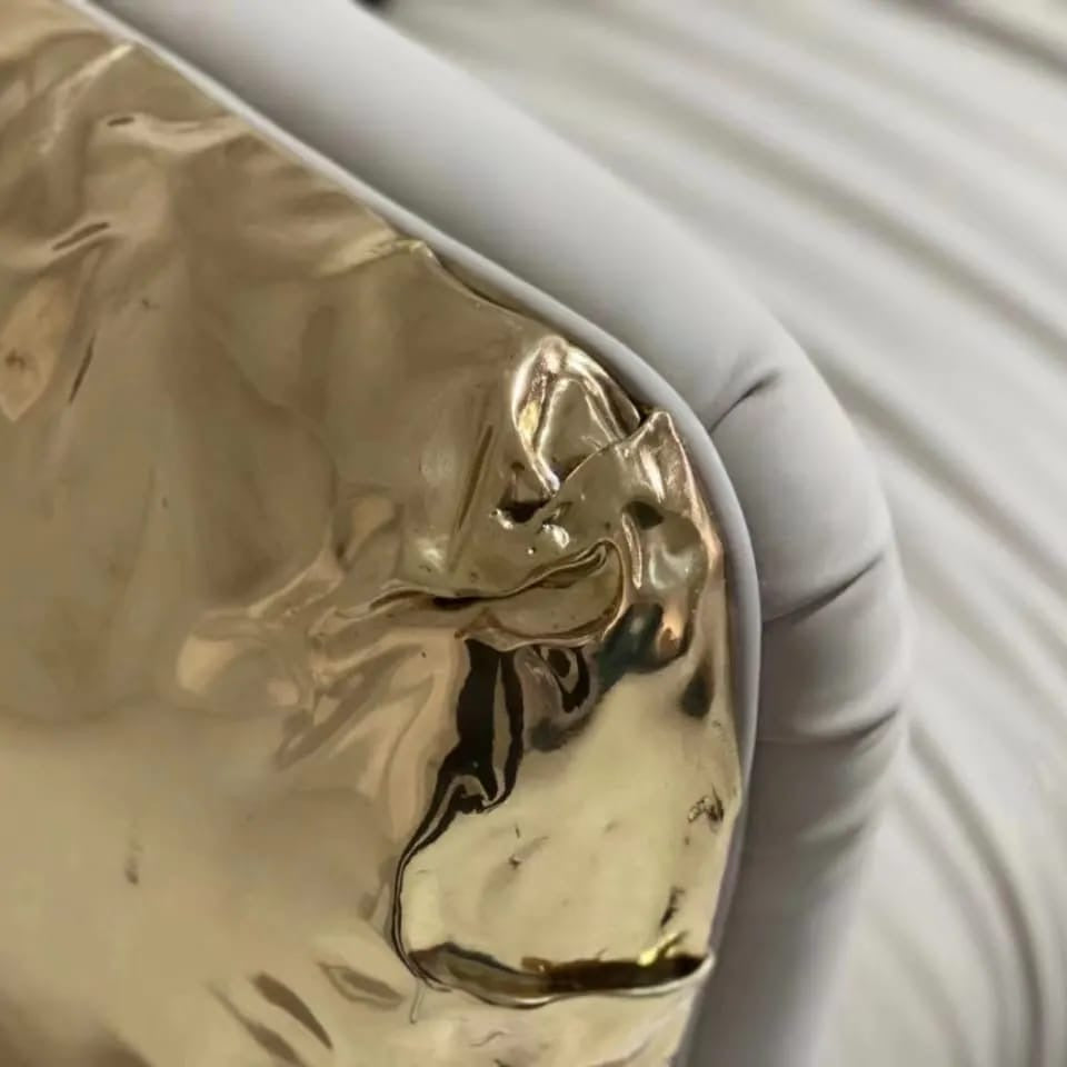 H.O.AK luxury leather upholstered manual hammered brass