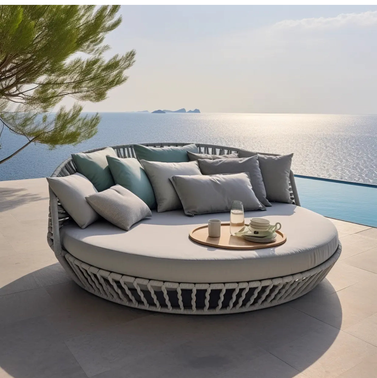 H.O.AK Durable and Stylish Outdoor Chaise Lounge Rope Furniture - Manufactured with Sun Bed Mesh Fabric